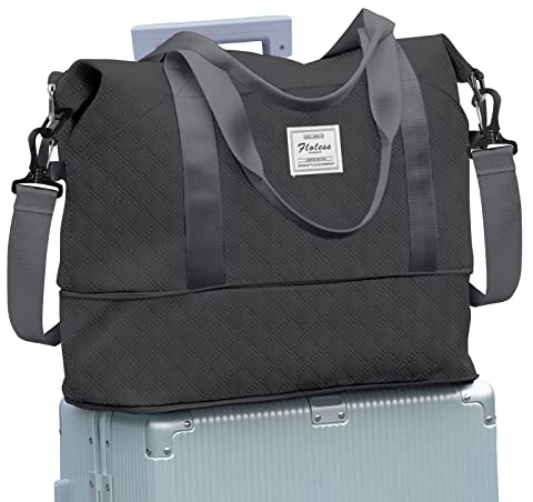 Reisetasche Damen Sporttasche 40x20x25 Ryanair Handgepäck Tasche Weekender Bag Schwimmtasche Wasserdicht Travel Bag Duffle Bag Fitnesstasche Trainingstasche Frauen für Reise Gym,B3-Schwarz grau