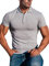 Lehmanlin Men's Stretch Muscle Shirts Short Sleeve Cotton T-Shirts Slim Fit Polo Shirt （Grey-S）