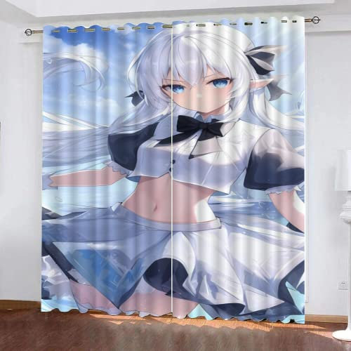 TEMLAN Cartoon-Anime-Mädchen 2Er Set Verdunkelungsvorhang Anime Schulmädchen Vorhänge Blickdicht Mit Ösen, Digitaldruck 3D Thermogardine Für Schlafzimmer Wohnzimmer (200 x 160 cm)