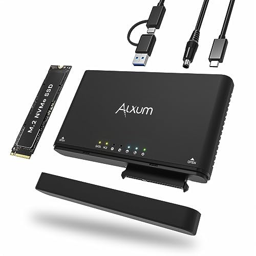 Alxum M.2 NVME Gehäuse und SATA USB Adapter Mit Offline Klon - USB 3.2 Typ C 10Gbps Festplatten Adapter Konverter für PCIe/Nvme SSDs und AHCI SATA SSDs & HDDs