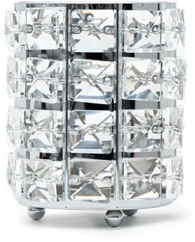 INTIRILIFE Pinselhalter für Make Up Pinsel aus Eisen und Glas in Silber - 10.2 x 11.4 cm - Halter Aufbewahrung Organizer für Stifte Beauty Kosmetik
