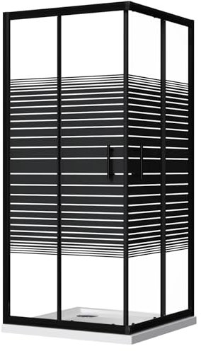 Box Doccia 70x90 Rettangolare Cristallo 6 mm Cabina Vetro Serigrafato Nero