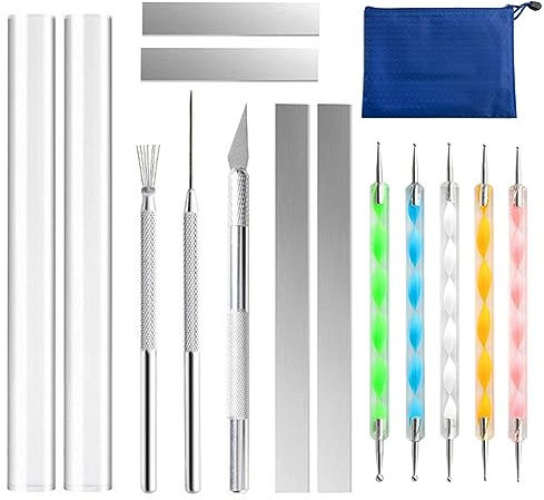 Iegefirm 14 Polymer-Ton-Werkzeuge, Acryl-Roller, Ton-Nudelholz, Gewebeklinge, Bildhauerei, Ohrring-Herstellungsset, Schmuck-Ersatzteile, Zubehör