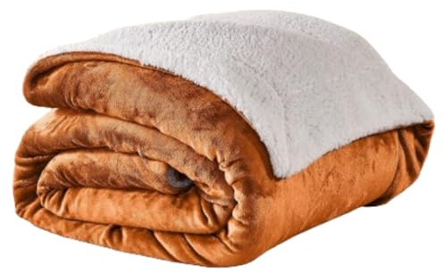 casa pura Kuscheldecke 220x240cm große Flauschige & weiche Sofadecke als Schlafzimmer Deko aus Flanell Sherpa 2cm Dicke Sofaüberwurf Wärmedecke für Zimmer Deko, Balkon, Camping, Braun