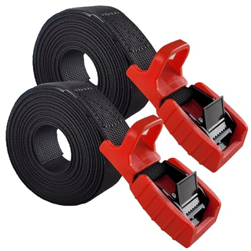 TRUTZHOLM Spanngurt mit Kratzschutz 2 m / 4 m Länge 25 mm Breite Neoprenpolsterung oder Gummischutzkappe Klemmschloss Spanngurt für Fahrrad Motorrad Gepäck 2er Set (Gummischutzkappe, 4 Meter)