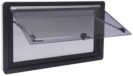 Donened Fenêtre basculante pour camping-car - 900 x 500 mm - Fenêtre latérale Push avec store intégré et moustiquaire - Fenêtre latérale de caravane