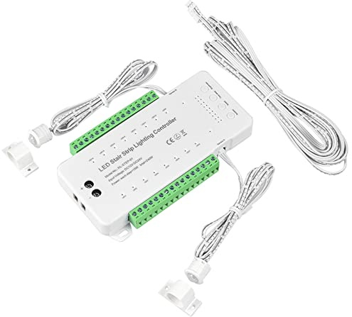 IGTOPS Set di luci per scale con sensore di movimento, controllo della luce a LED, controllo intelligente del sensore, per alberghi e centri, casa, interni, bar (senza telecomando, 16 passaggi)