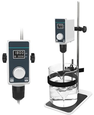 BDJSN Mezclador De Pintura De 5 Galones, Mezclador Eléctrico con Pantalla LCD, 50-1200Rpm, 16000 MPas, Mini Agitador Superior, con Función De Temporización, Mezclador De Laboratorio para Pinturas