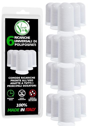 Verdevita - polifosfati per caldaia ricarica, filtro anticalcare per caldaia concentrato a lunga durata, protegge caldaie, elettrodomestici, lavatrice e lavastoviglie, 6 ricariche per (4)