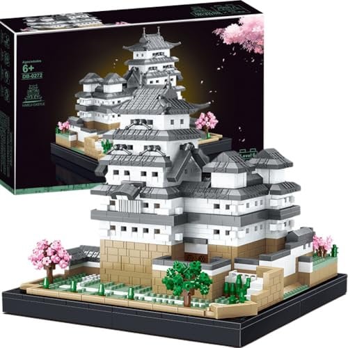 QYEHF Architecture Castello di Himeji, Kit Modellismo per Adulti da Collezione con Albero di Ciliegio, per adulti, regalo divertente per gli amanti del Giappone, famosi edifici