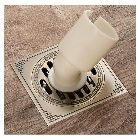 Duschrinne Badezimmer Mit Haarsieb,Quadrat Bodenablauf Mit Desodorierendes Ablassventil,Kupfer Abnehmbar Bodenablauf Flach,Bronze:c