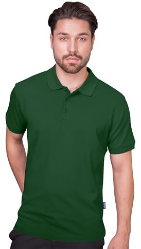 HRM 301 Camisa de Polo, Verde Botella, M Hombres