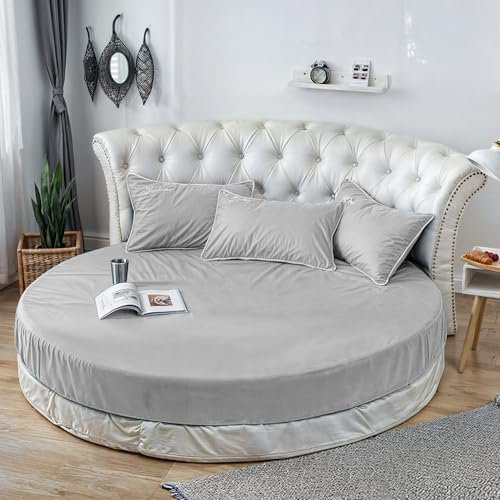 Rundes Spannbettlaken, 200 cm, für Hotel/Zuhause, einfarbig, Grau (nur Bezug, kein Bett, 1 Stück)