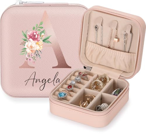 Personalisierte Schmuckkasten Organizer mit A-Z, Schmuckaufbewahrung für Damen