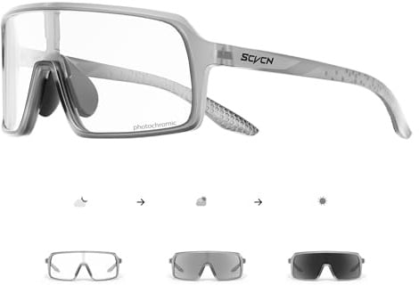 SCVCN Selbsttönend Fahrradbrille Photochromatische Herren Damen MTB S6A0 | photochrome Sonnenbrille Klar Rennrad Brille TR90 Rahmen Schnelle Radfahren Radbrille UV400 Schutz Sportbrille Laufen Fahren