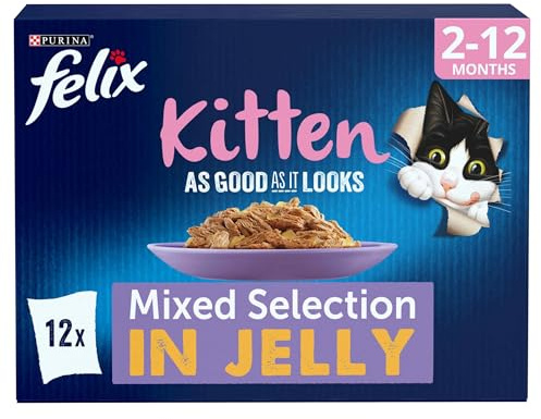 FELIX As Good As it Looks Kitten Mixed in Jelly Wet Cat Food 12x85g (Pack of 4)