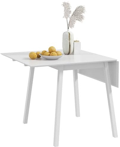 HOMCOM Table de Cuisine Pliable Table à Manger Pliante avec Plateau Rabattable en Bois pour 2 à 4 Personnes, Blanc