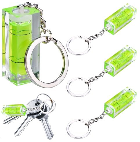4 Pieces Small Spirit Level Mini Spirit Level Keyring Keychain Tool Small and Portable, Measures Horizontality and Verticality Suitable for Home DIY and Woodworking Measurement