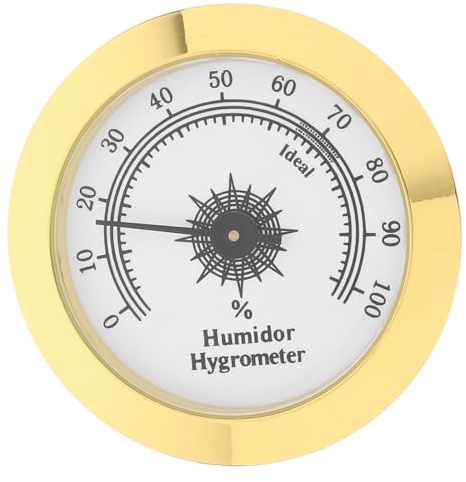 OUNONA Rundes Analoges Hygrometer in Gold mit Präziser Feuchtigkeitsmessung und Einfachem Gebrauch Eingebettet für Kleine Aufbewahrungsbehälter und Schränke