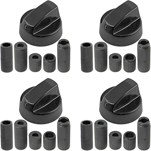 Botones Universales Para Hornos, Cocinas Y Placas de Cocción, Compatibles Con Una Variedad de Electrodomésticos,Negro, Paquete De 4 Con 5 Adaptadores Que Permiten Una Instalación Sencilla y Rápida
