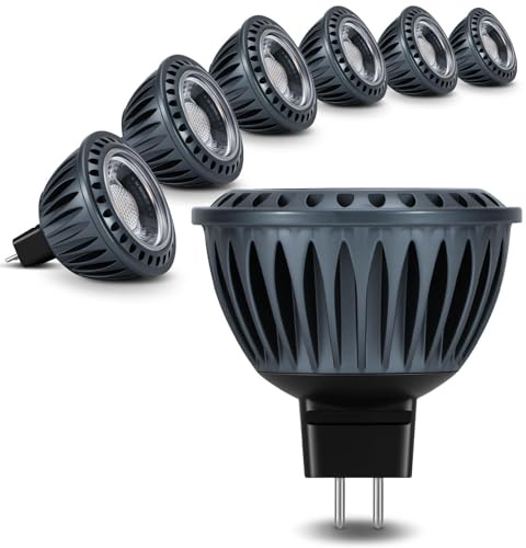 Gardencoin MR16 LED Light Blub, 5W 2700K Warm White 450 Lumens Dimmable, Aluminum Housing, Low Voltage 12V Input,GU5.3 bi-pin Light Bulbs for Landscape &Accent Lighting, Indoor/Outdoor Use,6-Pack
