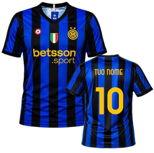 Inter Maglia Calcio Personalizzabile con Nome e Numero | Nuova Maglietta Nero Azzurra Replica Ufficiale Seria A PS 41412
