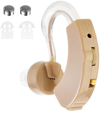 Jesyooka Hearing Amplifier for Adults, Sound Amplifier for Seniors with 6 Volume Levels, Noise Reduction for Clear Conversations & TV, Battery Powered, Left & Right Ear Use with Portable Case