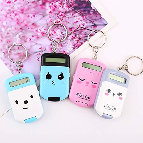 SEAFRONT Mini Basic Calculator, Tragbarer Schlüsselbundrechner, Sensible Presseschlüssel, 8 Ziffern Display, Ideal für Schüler und (Black)