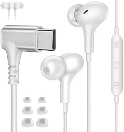 In Ear Auriculares USB C con Cable para Samsung A36 A56 A57 A35 Galaxy S26 | Magnético 90°Grado Tipo C Audifonos con Microfono Cancelación Ruido para iPad Mini iPhone 17 16e Pixel 10 Redmi Note 15Pro 5G