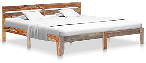 Mimdixy Holzbett Palettenbett Doppelbett,Massivholzbett ohne Matratze 200x200 cm für Schlafzimmer,Leicht zu Montieren