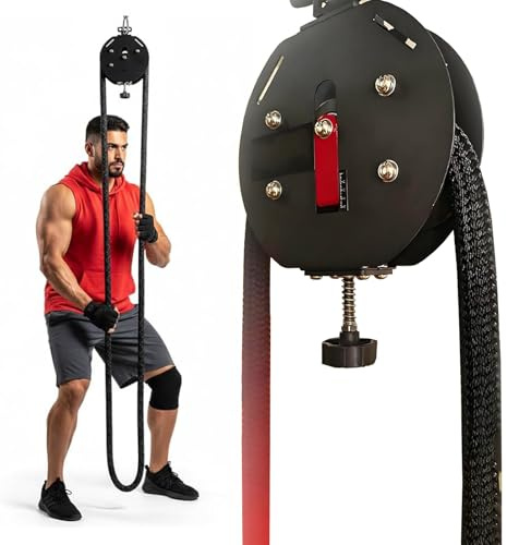 Endless Rope Trainer for Home Gym, 5-30kg Adjustable Resistance Pulley Cable Machine, Fitness Rope Puller Machine for Back, Arms, and Core Muscles