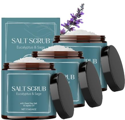 Totes Meer Badesalz, Totes Meer Duschgel, Körperpeeling Damen Meersalz, Body Scrub, Natürliches Peeling für Damen, Vollbad oder Fußbad Salz mit Peeling Effekt, Naturkosmetik Sauna-Salz (3PC, 114G)