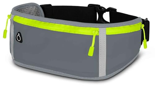 ONEFLOW Active Pro Laufgürtel für Poco C85 Lauftasche mit 3 Fächern, Atmungsaktiv, Sport Handytasche zum Joggen, Handy Bauchtasche Wasserdicht, Running Belt, Grau