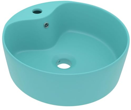 Solivagant Lavabo de Luxe avec trop-Plein Vert Clair Mat 36x13cm Céramique,(7.8 KG)