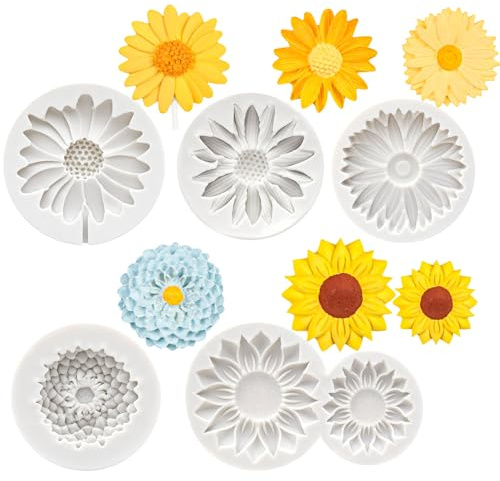 3D Blumen Silikon Gießform Set 5 Stück für Kerzen & Epoxidharz | Klein Silikonformen Blumen, 3D Gießformen Silikon für Blumen, Flexible DIY Formen zum Gießen von Epoxidharz