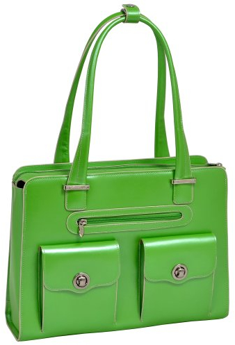 McKlein, W Serie, Verona, Top Grain Rindsleder, 15 Zoll Leder Fly-Through Checkpoint-Friendly Damen Laptop Aktentasche grün (96621)