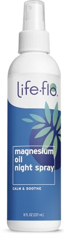 LIFE-FLO Magnesium Oil Night Spray - Topical Magnesium Oil for Feet and Body - Sourced from the Zechstein Seabed - Soothing Nighttime Formula with Arnica - Calming Scent - 60-Day Guarantee - 8oz