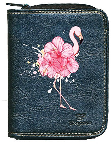 Syl'la Porte Monnaie Porte Carte Noir Flamant Rose