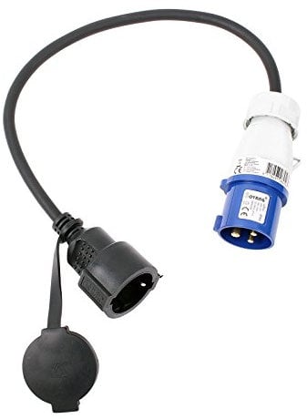 APT CEE Neopren Adapter Schuko auf CEE 200-250V, 16A, 3polig, 40 cm, VDEideal für Camping