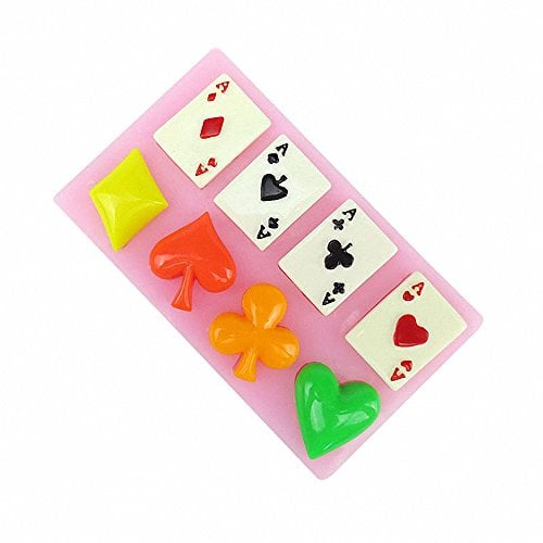Poker Silicone Mold - MoldFunljm Playing Cards Hearts Diamonds Spades Clubs Mould for Chocolate, Fondant, Cake Cupcake Topper Decorating, Soap, Gum Paste, Polymer Clay, Candy, Resin
