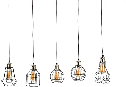 Lindby Pendelleuchte Alberta (Vintage, Industriell) in Schwarz aus Metall (5 flammig E27) - Deckenlampe Esstischlampe Hängelampe Hängeleuchte Wohnzimmerleuchte
