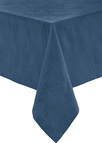 Erwin Müller Tischwäsche, Tischdecke mit Jaquardmuster, Serie Arnsberg blau Größe 150x300 cm - Robustes Gewebe ist bügelleicht und Lange haltbar, mit hochwertigem Kuvertsaum
