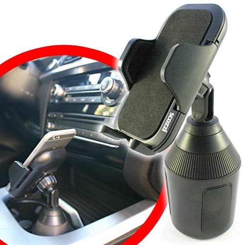scozzi Support Voiture Porte-Gobelet Téléphone Portable Smartphone Universel p.e. Compatible avec Samsung S24 S23 S22 S21 S20 A55 A54 A53 pour iPhone 15 14 13 12 11 XR FE Plus Ultra Max Mini Lite Pro