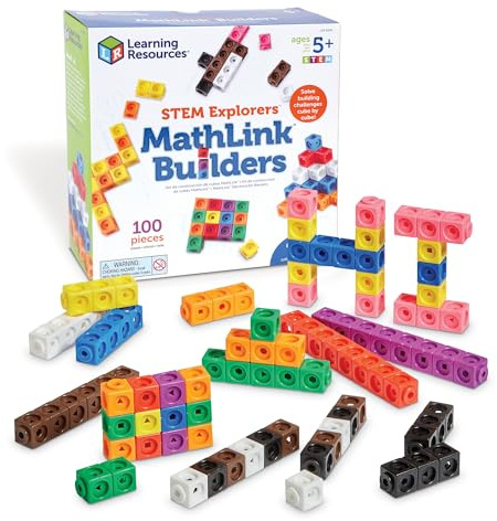 Learning Resources MathLink Builders - STEM-Entdecker, steckwürfel grundschule, rechenhilfe grundschule, Montessori rechnen, rechenstäbchen, rechenwürfel, Mathe Spiel, rechenspiel, 5+