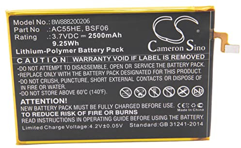 vhbw batteria compatibile con Archos 55 Helium Ultra, A55 Helium smartphone cellulare (2500mAh, 3,7V, Li-Poly)