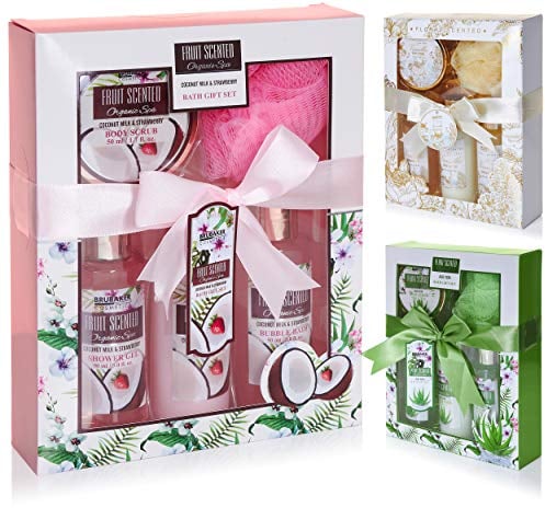BRUBAKER Cosmetics Set da Bagno e Doccia Latte di Cocco e Fragola - Profumo di Cocco e Fragola - Set Regalo in 5 Pezzi