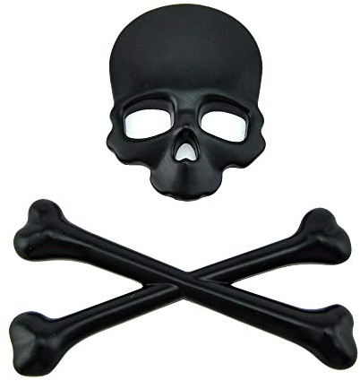 ROSETOR 1 adesivo in metallo con teschio 3D, per auto, bici, moto, colore: nero