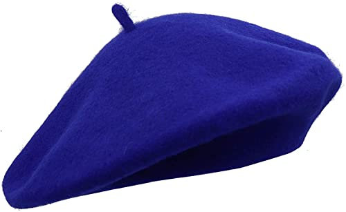 Damen Baskenmütze Mütze Kopfbedeckung aus Wolle im französischen Stil Gr. Einheitsgröße, königsblau
