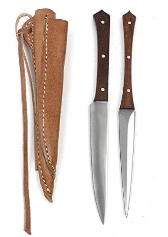 Vehi Mercatus Mittelalter-Besteck in Doppellederscheide (Holz, Typ 7)