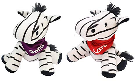 Kuscheltier Zebra schwarz - weiß 16,5cm mit Namen am Halstuch- Personalisiertes Kuscheltier - Personalisiertes Kindergeburtstagsgeschenk - Stofftier mit Wunschbeschriftung für Mädchen und Jungen
